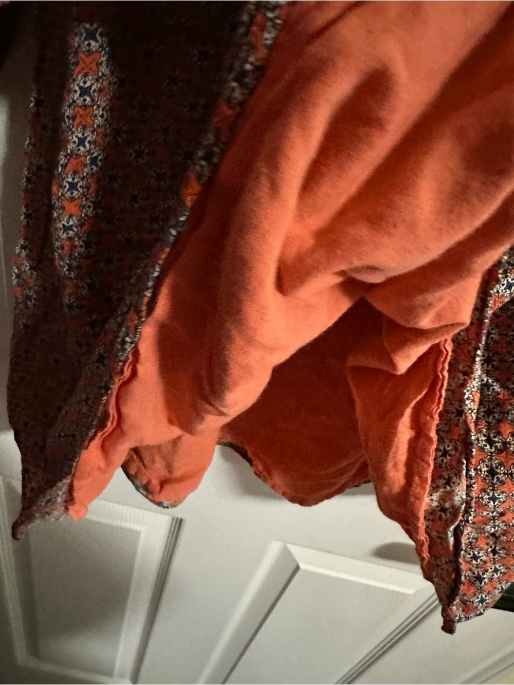 Umgee Boho Peasant Mini A-line Dress Size Large Blue & Orange Geometric - Picture 7 of 8